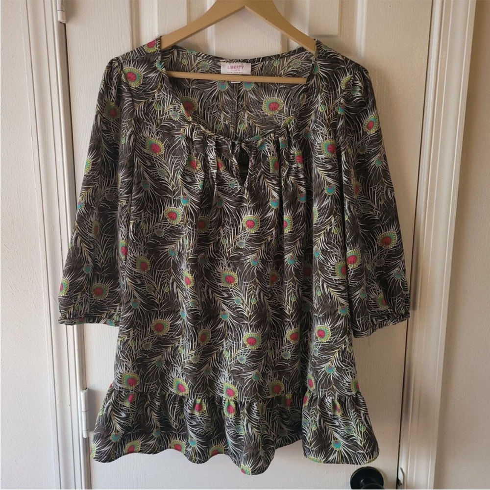 Liberty of London for Target Top Size Large Floral Tie Neck Peplum